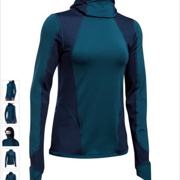 Under Armour Reactor Running Long-Sleeve Shirt with Smart-Insulation Hoodie Sz S - Picture 3 of 7
